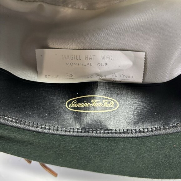 Robert Hall Magill Hat Mfg. Montreal Que Green Genuine Fur Felt Hat 6 7/8 fedora - Picture 9 of 16
